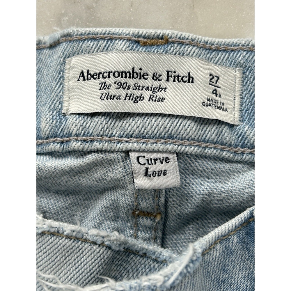 Abercrombie & Fitch Jeans Womens 27/4R Light Blue Curve Love 90s Straight Cross - Picture 11 of 14